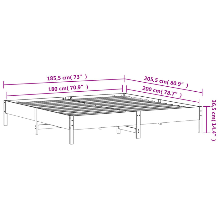 Bed Frame without Mattress White 180x200 cm Super King Solid Wood Pine