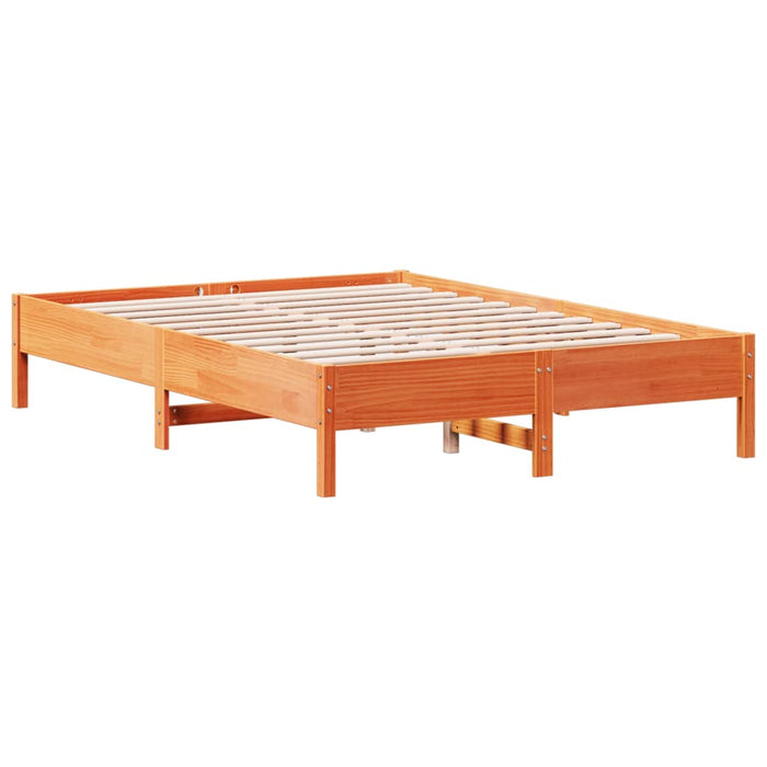 Bed Frame without Mattress Wax Brown 140x200 cm Solid Wood Pine