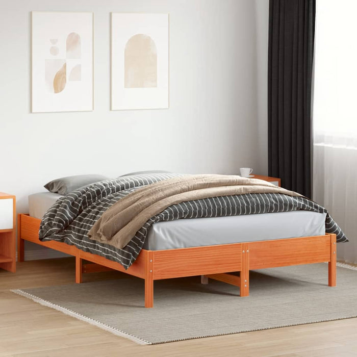 Bed Frame without Mattress Wax Brown 140x200 cm Solid Wood Pine