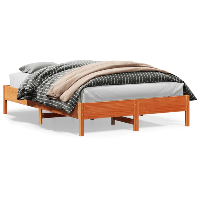 Bed Frame without Mattress Wax Brown 140x200 cm Solid Wood Pine