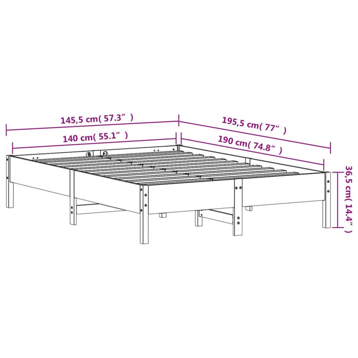 Bed Frame without Mattress White 140x190 cm Solid Wood Pine