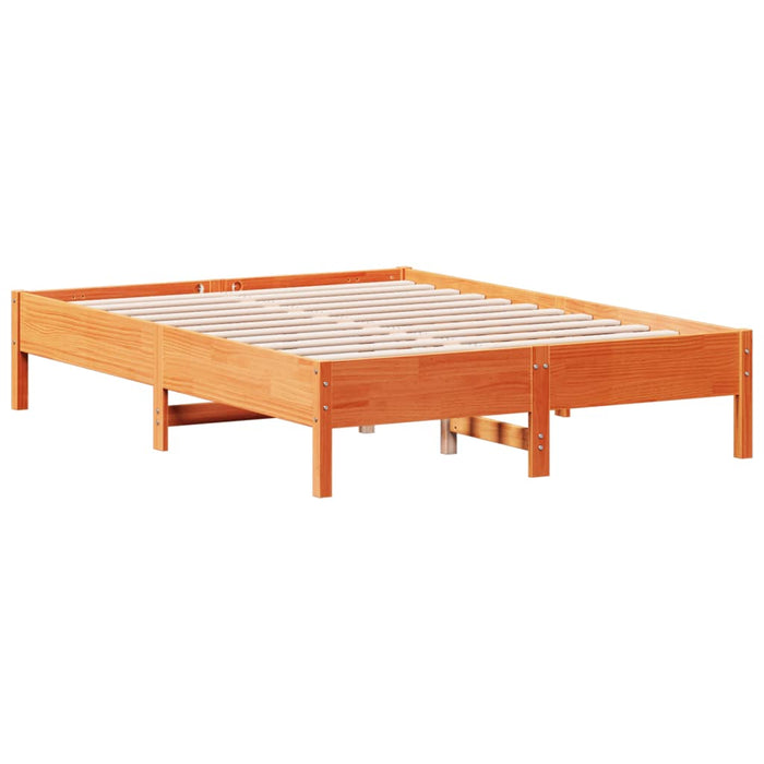 Bed Frame without Mattress Wax Brown 140x190 cm Solid Wood Pine