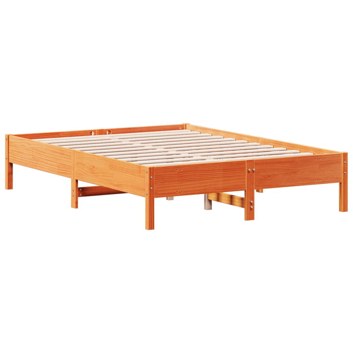 Bed Frame without Mattress Wax Brown 140x190 cm Solid Wood Pine