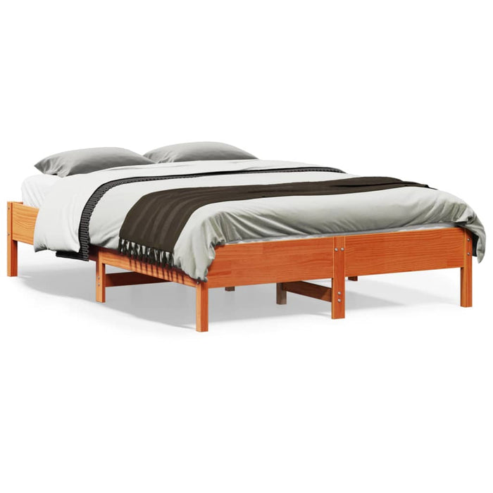 Bed Frame without Mattress Wax Brown 140x190 cm Solid Wood Pine