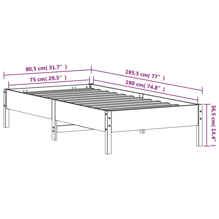 Bed Frame without Mattress 75x190 cm Small Single Solid Wood Pine