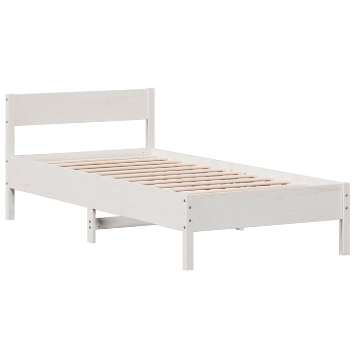 Bed Frame without Mattress White 100x200 cm Solid Wood Pine