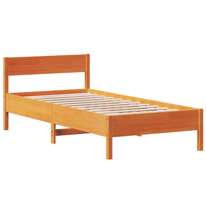 Bed Frame without Mattress Wax Brown 100x200 cm Solid Wood Pine