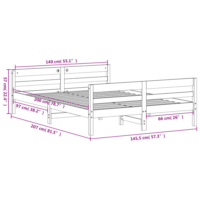 Bed Frame without Mattress White 140x200 cm Solid Wood Pine