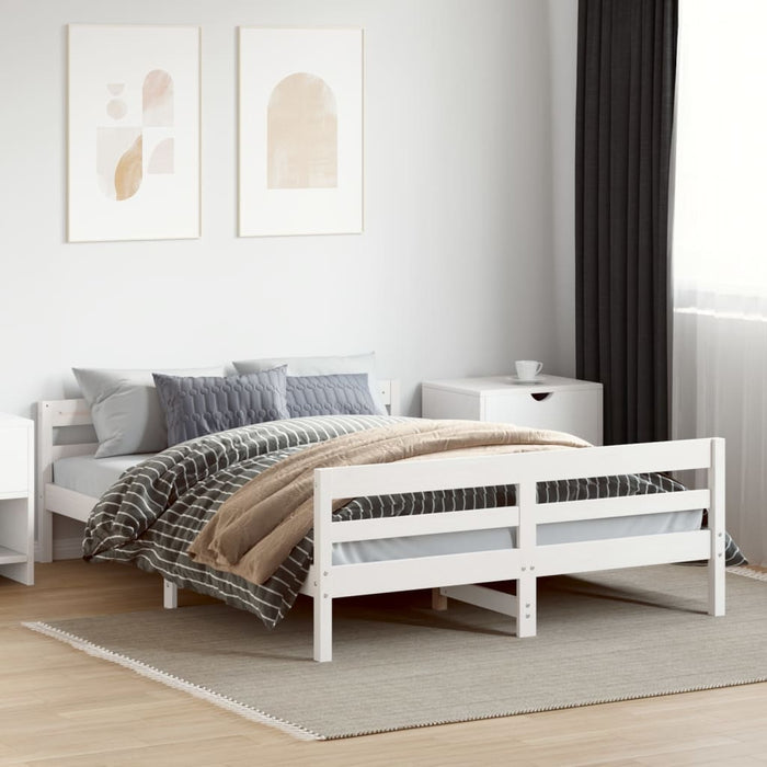 Bed Frame without Mattress White 140x200 cm Solid Wood Pine