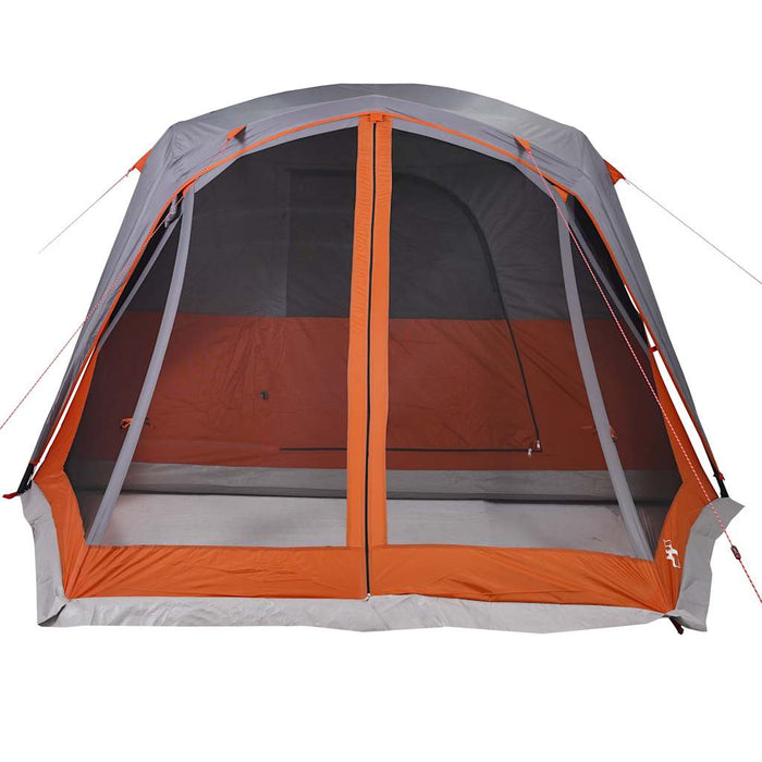 Family Tent with Porch 6-Person Grey and Orange Waterproof