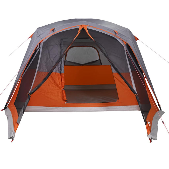 Family Tent with Porch 6-Person Grey and Orange Waterproof