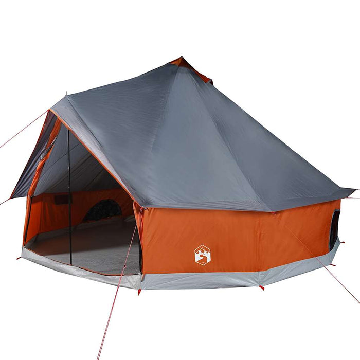 Family Tent Tipi 8-Person Grey and Orange Waterproof