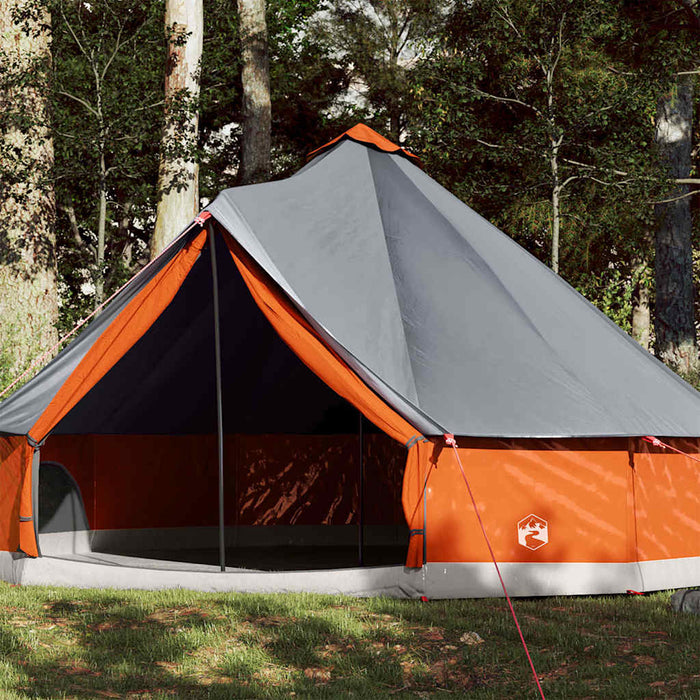 Family Tent Tipi 12-Person Grey and Orange Waterproof