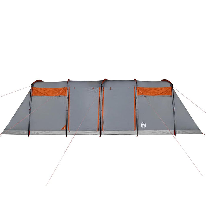 Family Tent Tunnel 10-Person Grey and Orange Waterproof