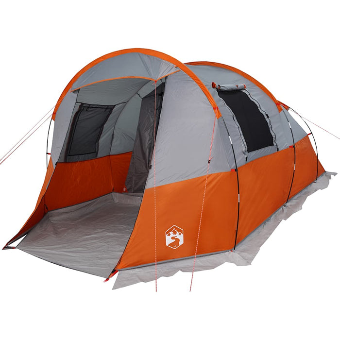 Camping Tent Tunnel 4-Person Grey and Orange Waterproof