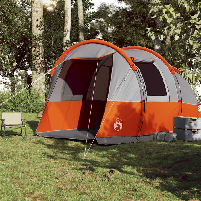 Camping Tent Tunnel 4-Person Grey and Orange Waterproof