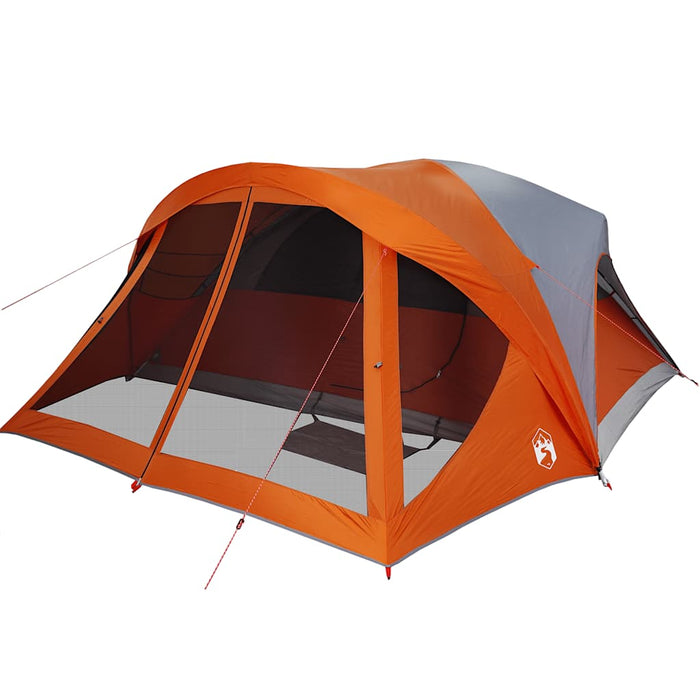 Family Tent Cabin 6-Person Grey and Orange Waterproof