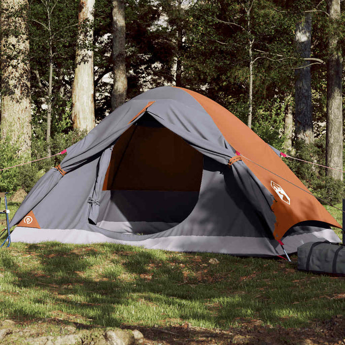 Camping Tent Dome 2-Person Grey and Orange Waterproof