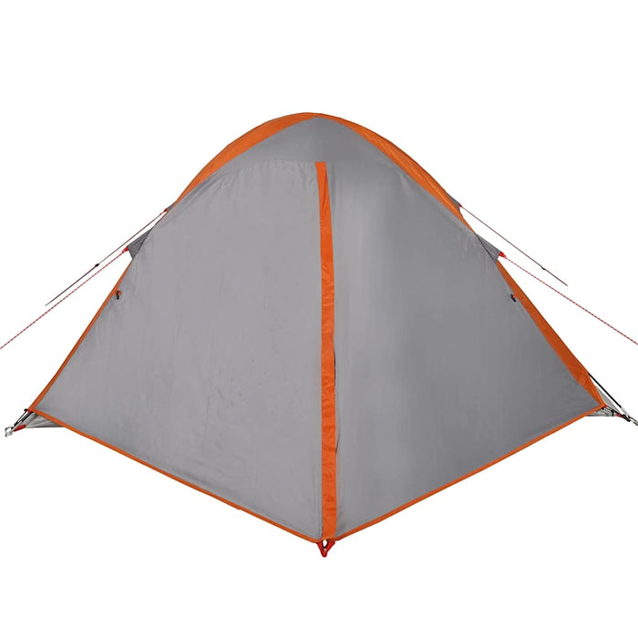 Camping Tent Dome 4-Person Grey and Orange Waterproof