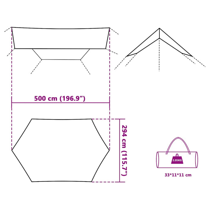 Camping Tarp Green 500x294 cm Waterproof