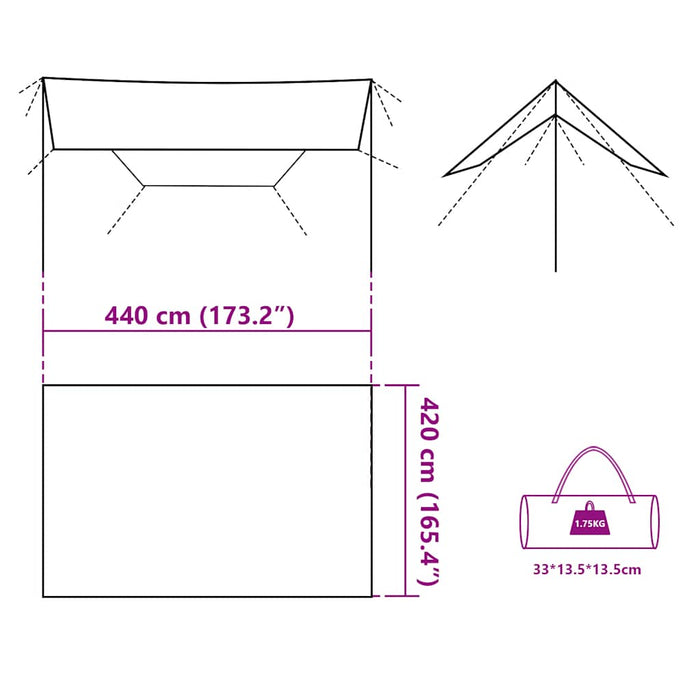 Camping Tarp Green 420x440 cm Waterproof