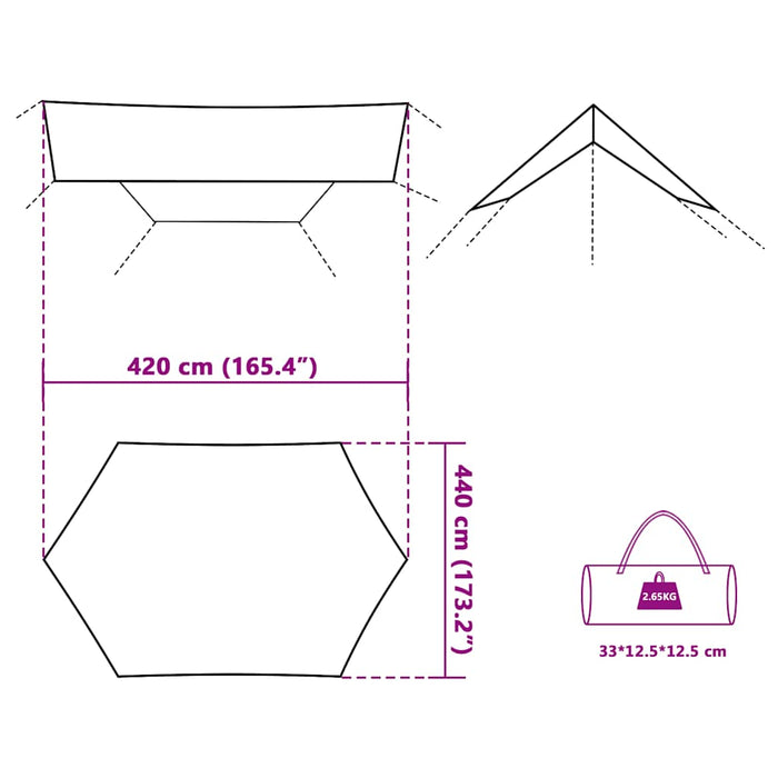 Camping Tarp Green 420x440 cm Waterproof