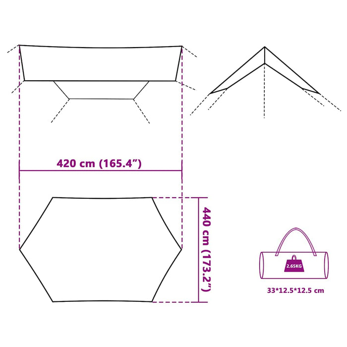 Camping Tarp Grey and Orange 420x440 cm Waterproof