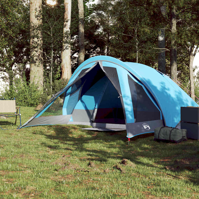 Camping Tent Cabin 4-Person Blue Waterproof