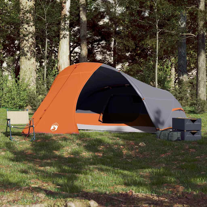 Camping Tent Dome 4-Person Orange Waterproof