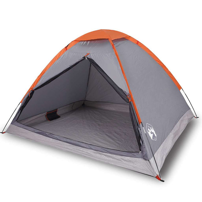 Camping Tent Dome 4-Person Grey and Orange Waterproof