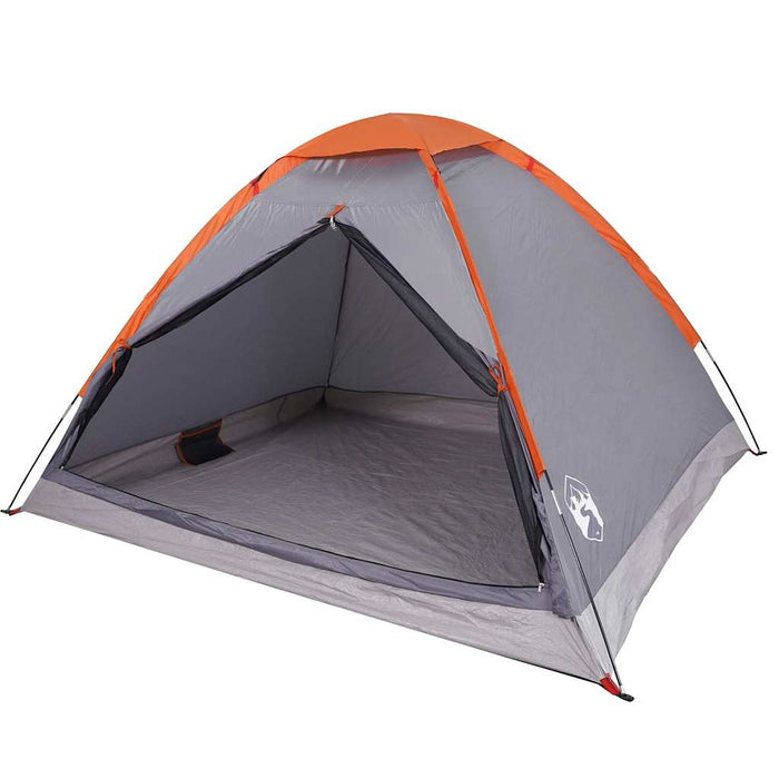 Camping Tent Dome 4-Person Grey and Orange Waterproof