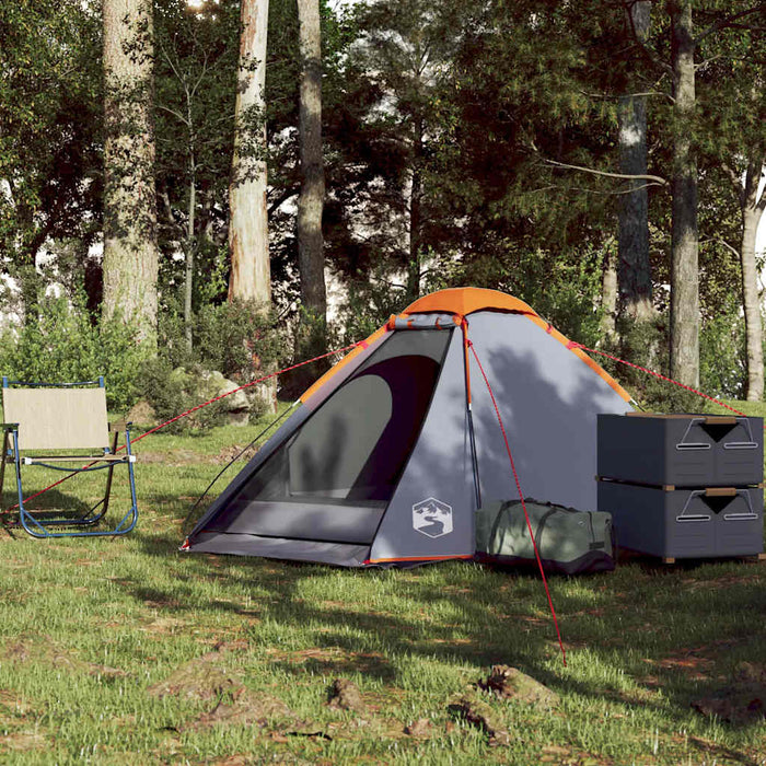 Camping Tent Dome 2-Person Grey and Orange Waterproof