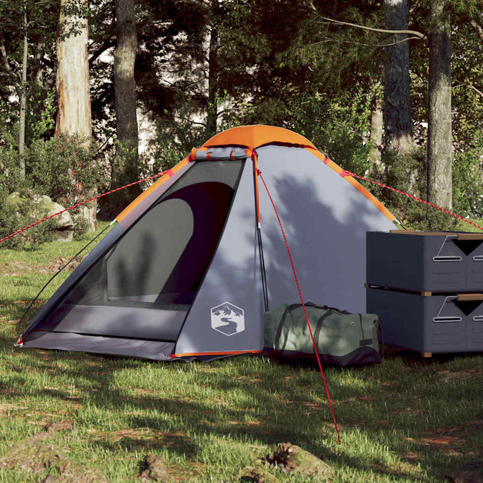 Camping Tent Dome 2-Person Grey and Orange Waterproof