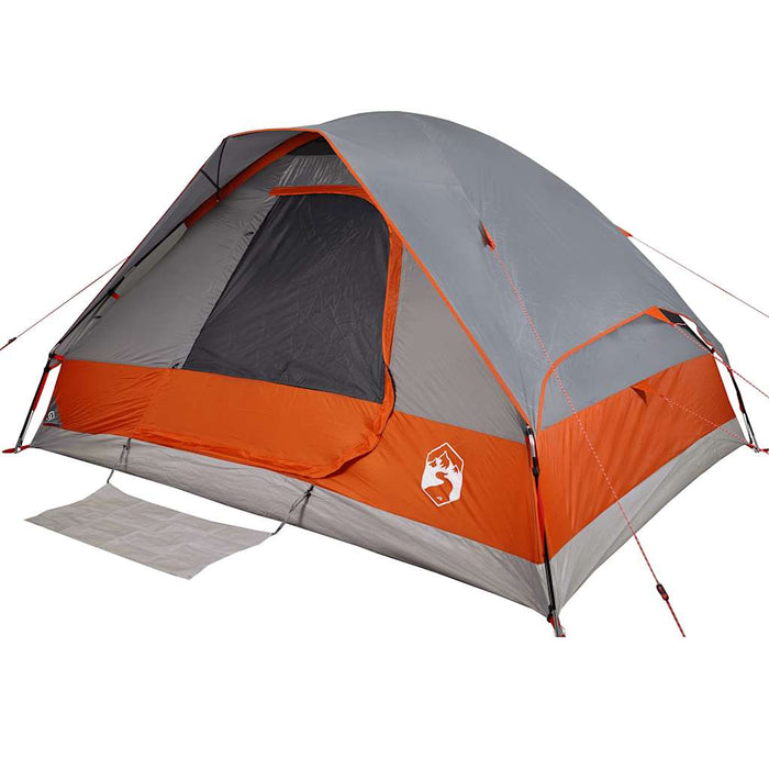 Camping Tent Dome 4-Person Grey and Orange Waterproof