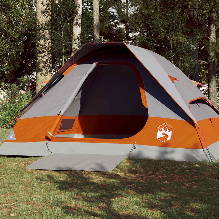 Camping Tent Dome 4-Person Grey and Orange Waterproof