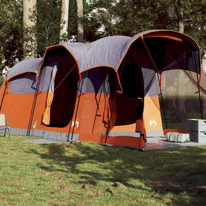 Family Tent Tunnel 8-Person Grey and Orange Waterproof