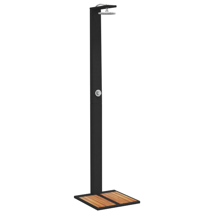 Outdoor Shower Black 50x55x224 cm Poly Rattan and Acacia Wood