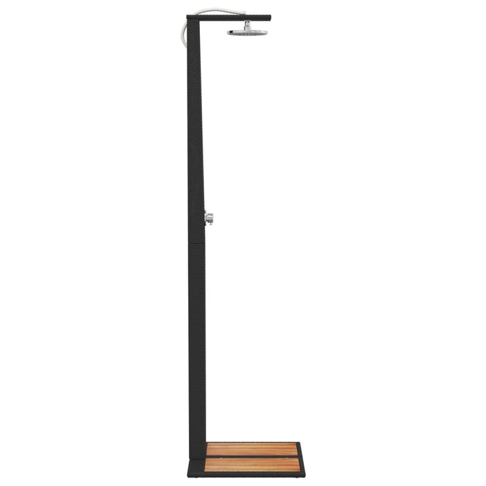 Outdoor Shower Black 50x55x224 cm Poly Rattan and Acacia Wood