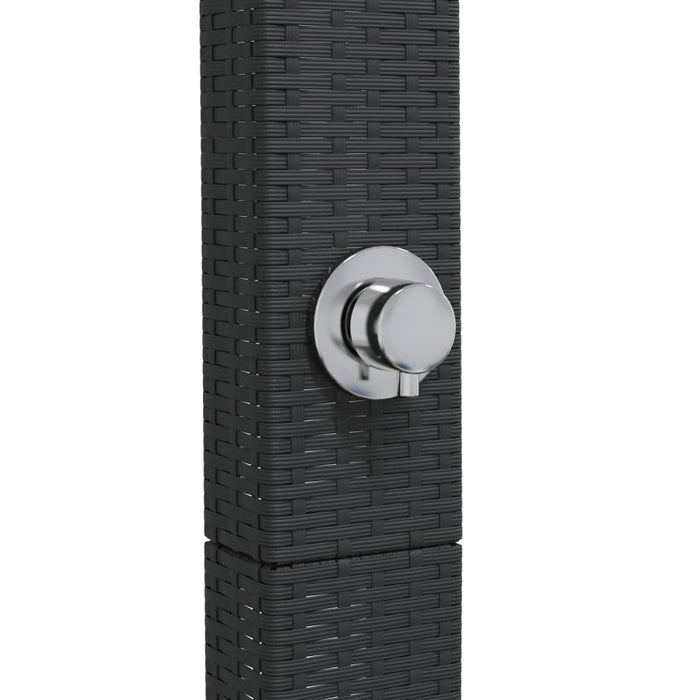 Outdoor Shower Black 50x55x224 cm Poly Rattan and Acacia Wood