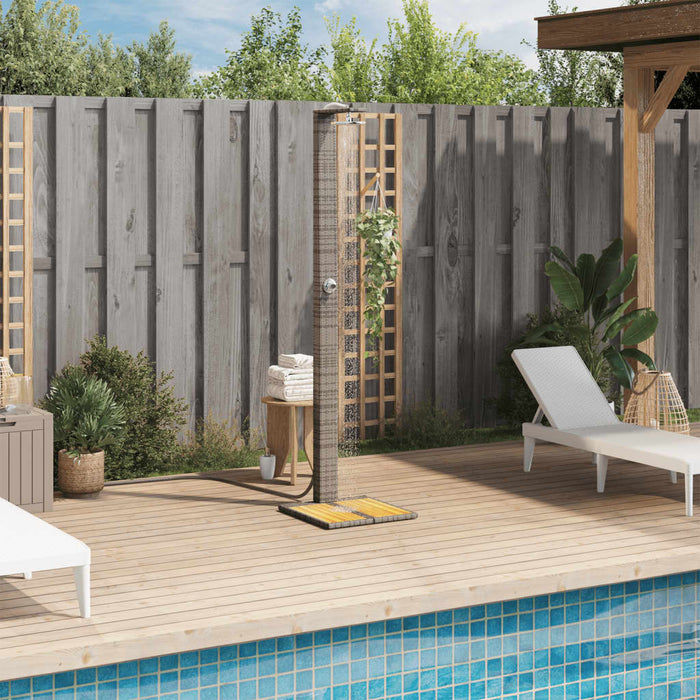 Outdoor Shower Grey 50x55x224 cm Poly Rattan and Acacia Wood