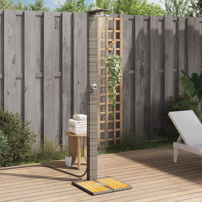 Outdoor Shower Grey 50x55x224 cm Poly Rattan and Acacia Wood