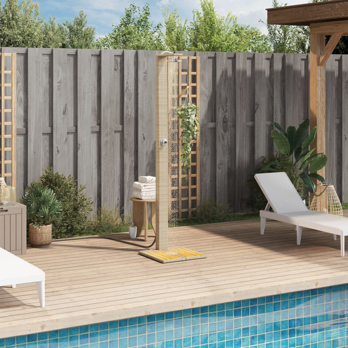 Outdoor Shower Beige 50x55x224 cm Poly Rattan and Acacia Wood