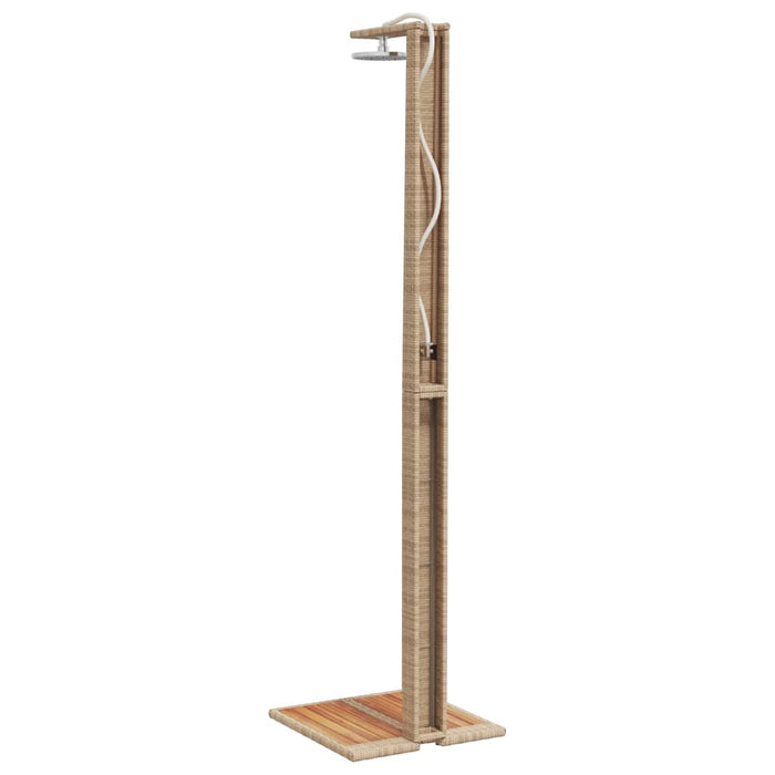 Outdoor Shower Beige 50x55x224 cm Poly Rattan and Acacia Wood