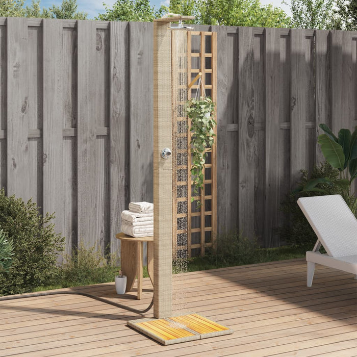 Outdoor Shower Beige 50x55x224 cm Poly Rattan and Acacia Wood