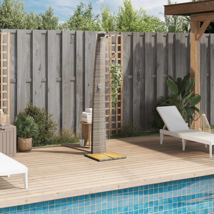 Outdoor Shower Grey 55x60x224 cm Poly Rattan and Acacia Wood