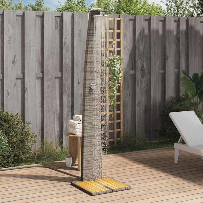 Outdoor Shower Grey 55x60x224 cm Poly Rattan and Acacia Wood