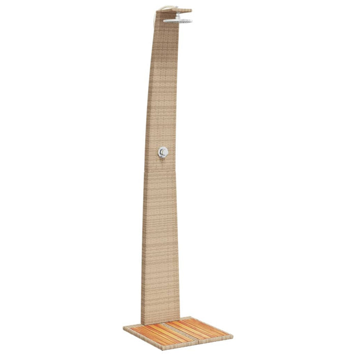 Outdoor Shower Beige 55x60x224 cm Poly Rattan and Acacia Wood