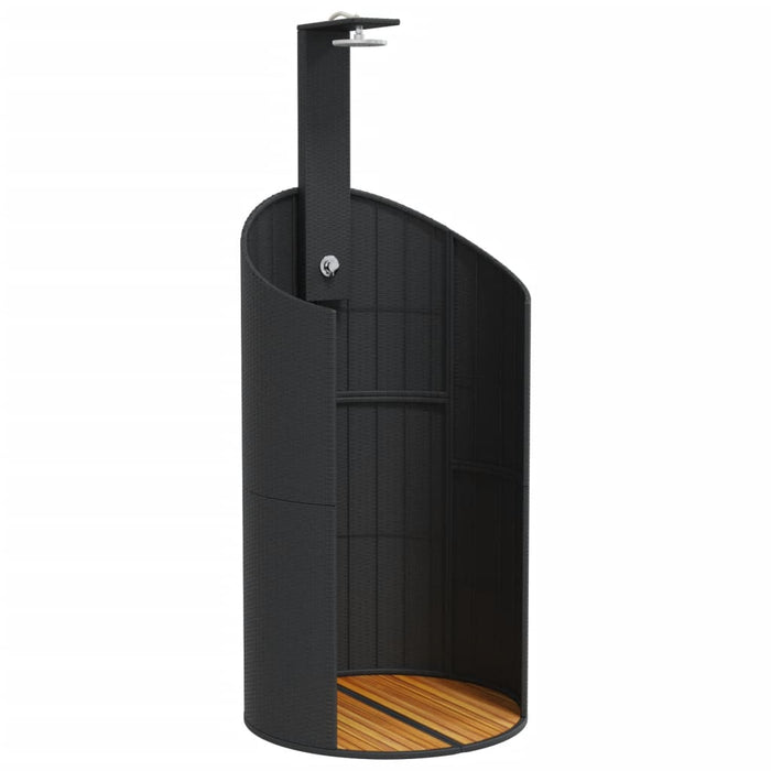 Outdoor Shower Black 100x100x241.5 cm Poly Rattan and Acacia Wood