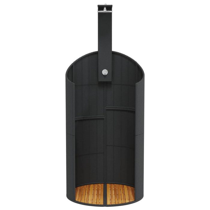 Outdoor Shower Black 100x100x241.5 cm Poly Rattan and Acacia Wood