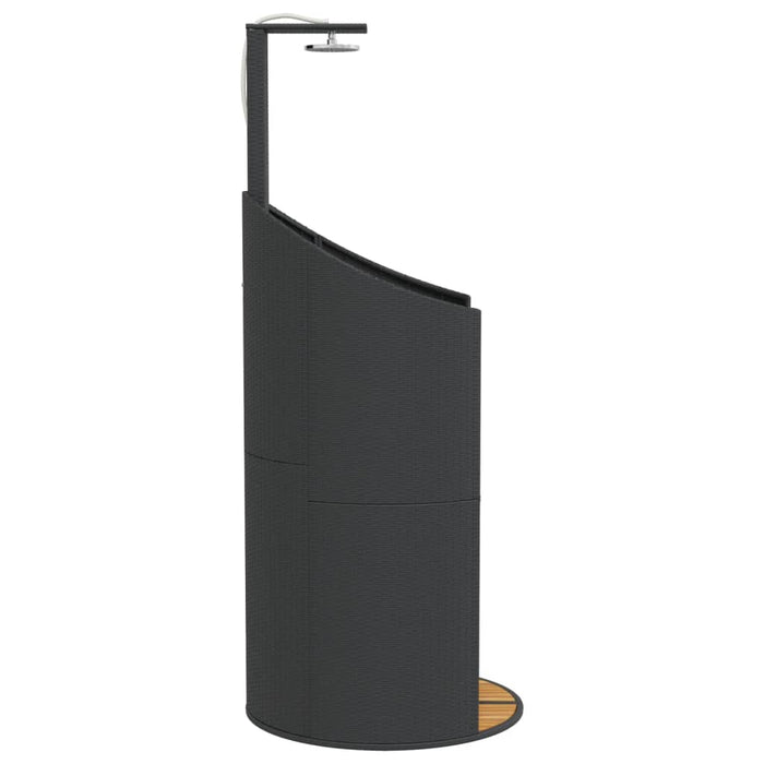 Outdoor Shower Black 100x100x241.5 cm Poly Rattan and Acacia Wood